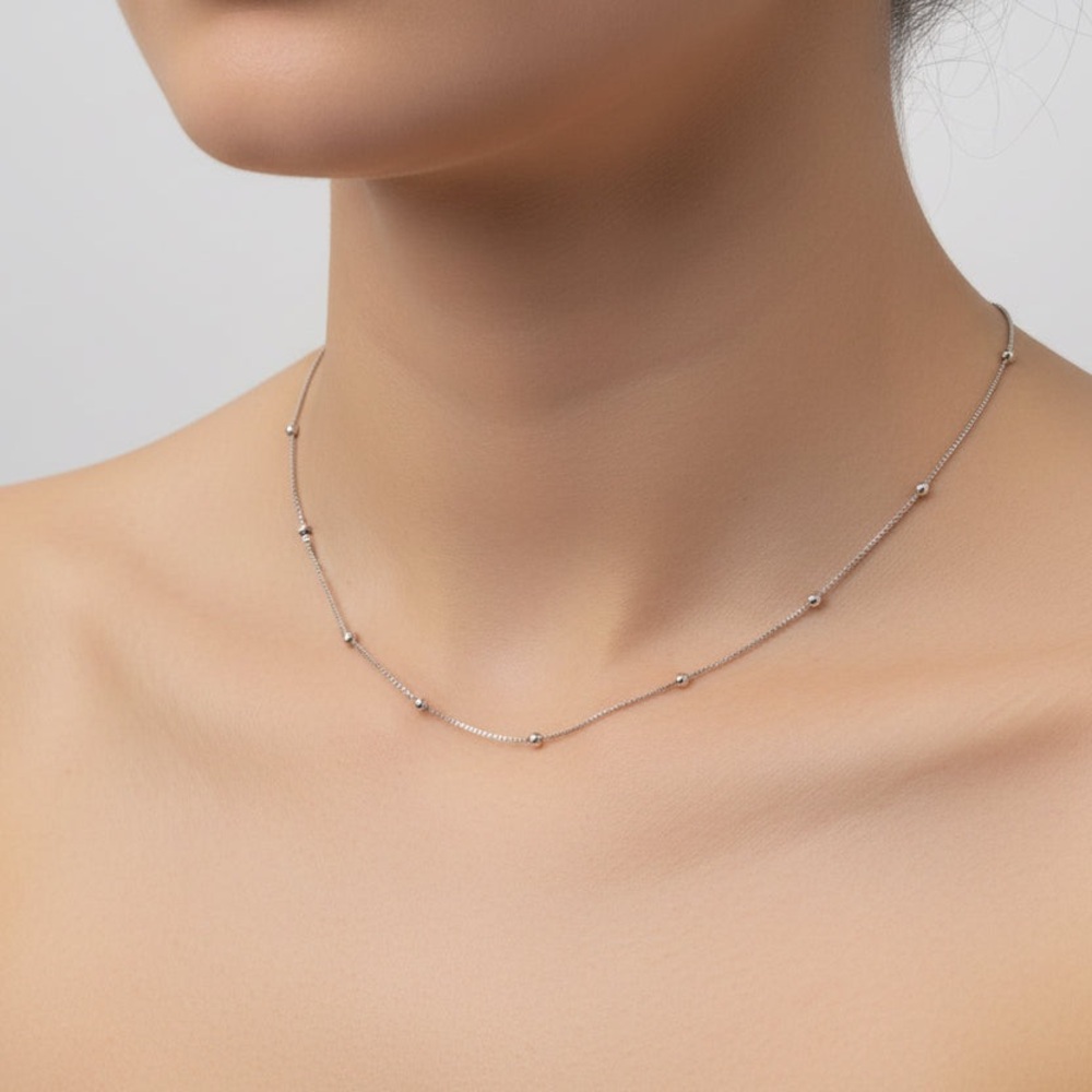 Elegant Silver Beaded Necklace
